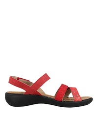 rote flache Sandalen aus Leder von Romika