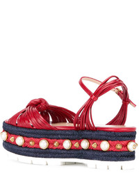 rote flache Sandalen aus Leder von Gucci