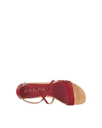 rote flache Sandalen aus Leder von Unisa
