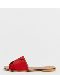 rote flache Sandalen aus Wildleder von ASOS DESIGN