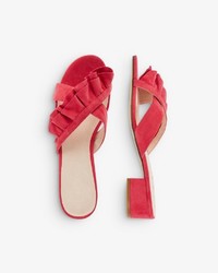 rote flache Sandalen aus Wildleder von Bianco