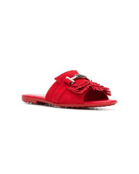 rote flache Sandalen aus Wildleder von Tod's