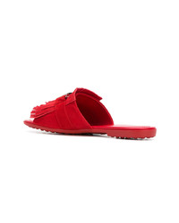 rote flache Sandalen aus Wildleder von Tod's