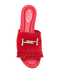 rote flache Sandalen aus Wildleder von Tod's