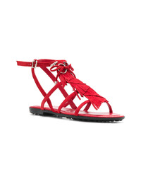 rote flache Sandalen aus Wildleder von Tod's