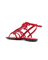 rote flache Sandalen aus Wildleder von Tod's