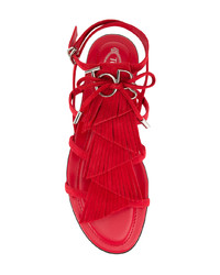 rote flache Sandalen aus Wildleder von Tod's