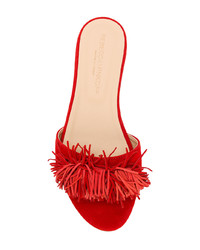 rote flache Sandalen aus Wildleder von Rebecca Minkoff
