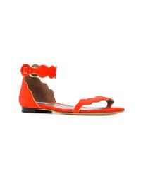 rote flache Sandalen aus Wildleder von Tabitha Simmons