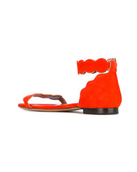 rote flache Sandalen aus Wildleder von Tabitha Simmons