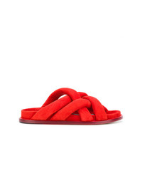 rote flache Sandalen aus Wildleder von Proenza Schouler