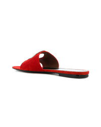 rote flache Sandalen aus Wildleder von Proenza Schouler