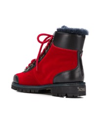 rote flache Stiefel mit einer Schnürung aus Leder von Mr & Mrs Italy