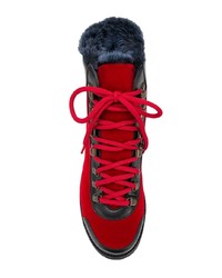 rote flache Stiefel mit einer Schnürung aus Leder von Mr & Mrs Italy