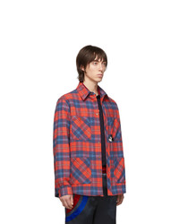 rote Flanell Shirtjacke mit Schottenmuster von Gucci