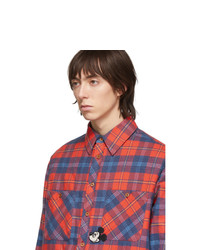 rote Flanell Shirtjacke mit Schottenmuster von Gucci