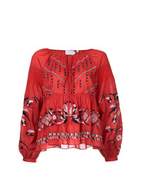 rote Folklore Bluse von Tanya Taylor