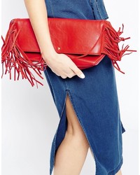 rote Clutch mit Fransen von Fiorelli