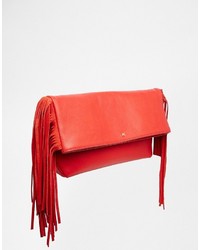 rote Clutch mit Fransen von Fiorelli