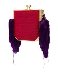 rote Leder Clutch mit Fransen von Alessandra Rich