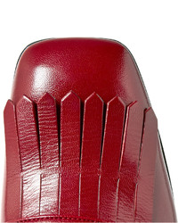 rote Leder Slipper mit Fransen von Gucci