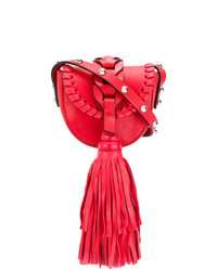 rote Leder Umhängetasche mit Fransen von RED Valentino