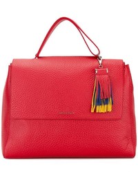 rote Shopper Tasche aus Leder mit Fransen