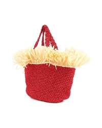 rote Shopper Tasche aus Stroh mit Fransen von 0711