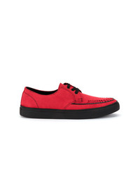 rote geflochtene niedrige Sneakers von Yohji Yamamoto