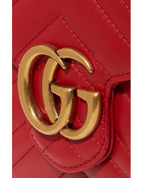 rote gesteppte Leder Umhängetasche von Gucci