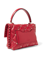 rote gesteppte Satchel-Tasche aus Leder von Valentino
