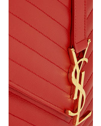 rote gesteppte Satchel-Tasche aus Leder von Saint Laurent