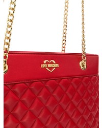 rote gesteppte Shopper Tasche aus Leder von Love Moschino