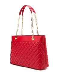 rote gesteppte Shopper Tasche aus Leder von Love Moschino