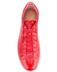 rote Gummi niedrige Sneakers von Santoni