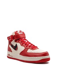 rote hohe Sneakers aus Leder mit Schottenmuster von Nike