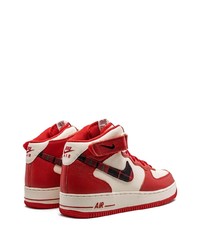 rote hohe Sneakers aus Leder mit Schottenmuster von Nike