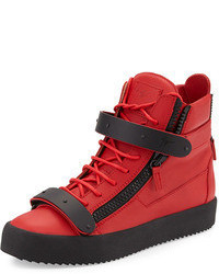 rote hohe Sneakers aus Leder