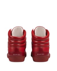 rote hohe Sneakers aus Leder von Gucci