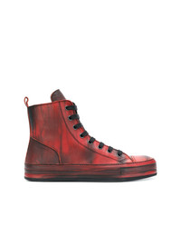 rote hohe Sneakers aus Leder von Ann Demeulemeester Blanche