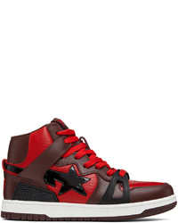 rote hohe Sneakers aus Leder von BAPE