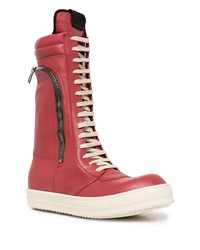 rote hohe Sneakers aus Leder von Rick Owens