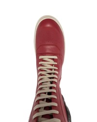 rote hohe Sneakers aus Leder von Rick Owens