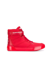rote hohe Sneakers aus Leder von Calvin Klein Jeans
