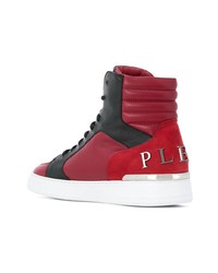 rote hohe Sneakers aus Leder von Philipp Plein