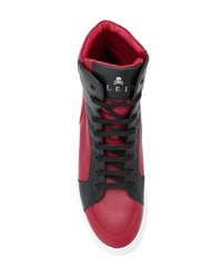 rote hohe Sneakers aus Leder von Philipp Plein