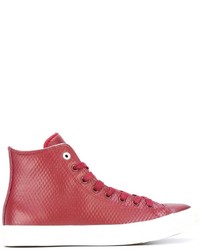 rote hohe Sneakers aus Leder von Converse