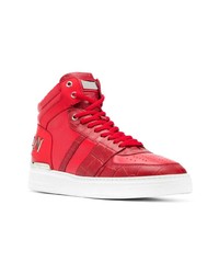 rote hohe Sneakers aus Leder von Philipp Plein