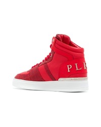 rote hohe Sneakers aus Leder von Philipp Plein