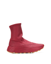 rote hohe Sneakers aus Leder von Del Carlo